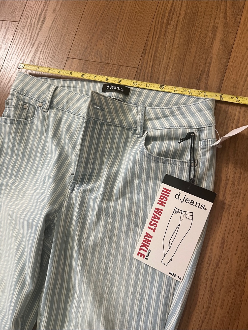 #3228*” 16x38” d. jeans Light Blue Pinstripe Straight Leg Jeans - Picture 7 of 17